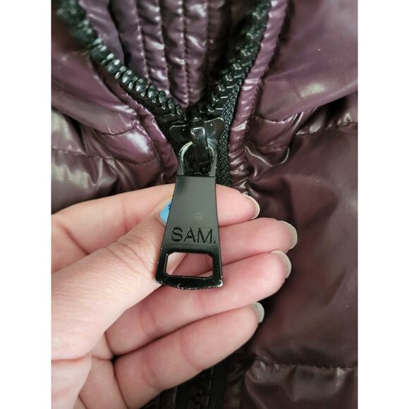 SAM New York Womens Purple Nylon Goose Down Fill Women's Full Zip Coat Jacket M - Picture 5 of 7